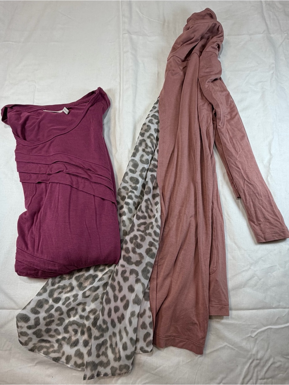 LOGO 2 Pack Tunic Tops. Raspberry with ruffle and pink leopard